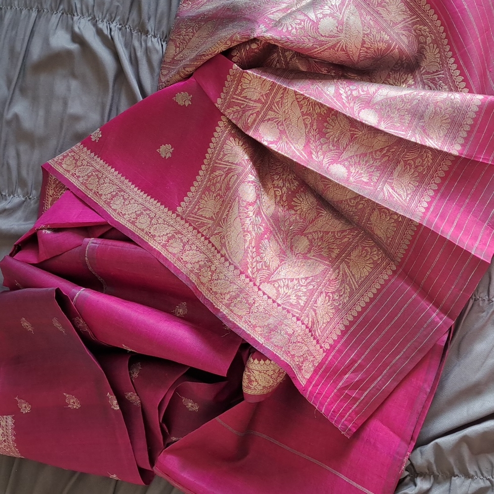 Authentic Indian pure silk  organsa sari.